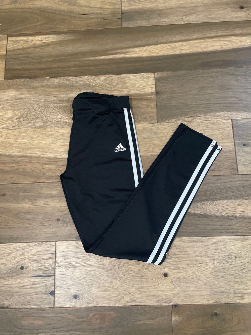 Adidas Classic Leggings – Size XL – Black w/ White Stripes – Elastic Waist
